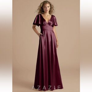 Azazie Burgundy Maxi Dress